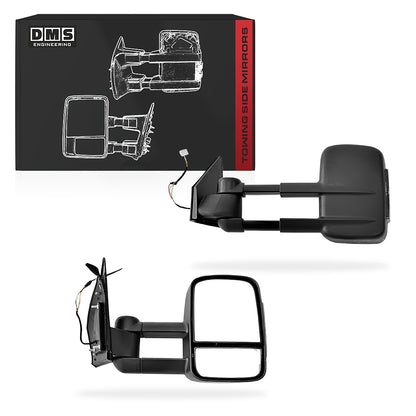 Isuzu D-MAX RG (2021 - 2026) Black Electric LED Indicators Extendable Towing Side Mirrors LH + RH