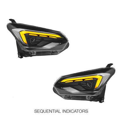 Isuzu D-MAX RT Ute (2017 - 2020) Black MY24 Update Style FULL LED Headlights LH + RH