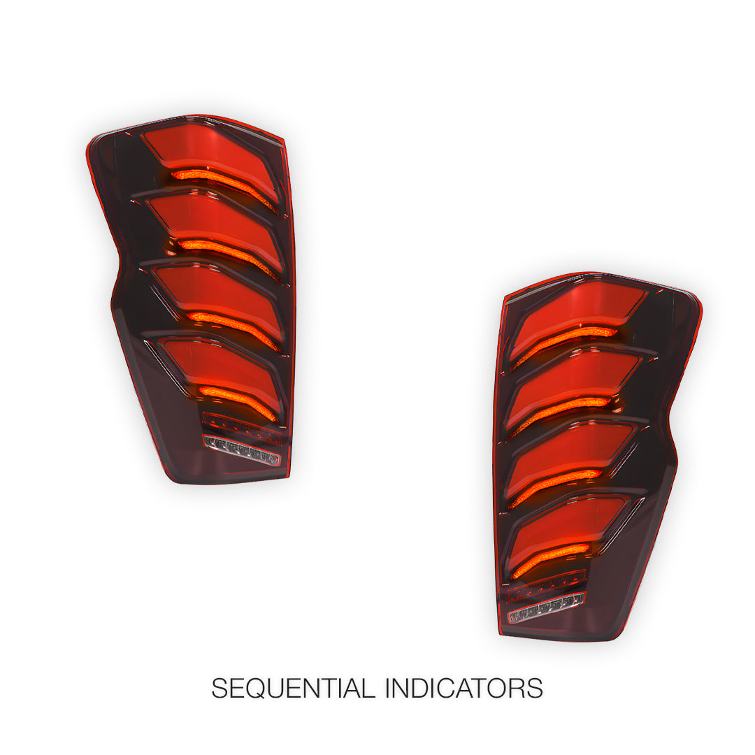 Isuzu D-Max RG (2020 - 2024) Sequential Smoked Full Red LED Tail Lights LH + RH