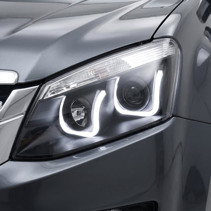 Isuzu D-MAX (2012 - 2016) Black Eagle U-Shape Halo Angel Eyes Headlights LH + RH