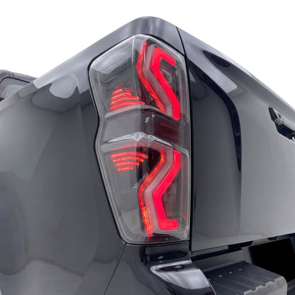 Isuzu D-Max RG (2019 - 2024) Clear Apex Style Sequential LED Tail Lights LH + RH installed close-up