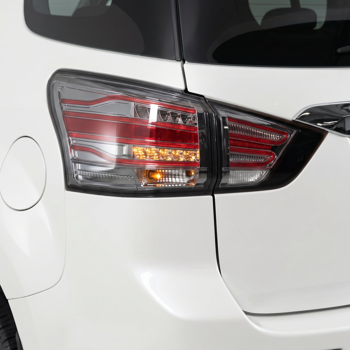 Isuzu MU-X (2013 - 2016) Smoked Black 3D LED Stripe Bar Tail Lights LH + RH installed