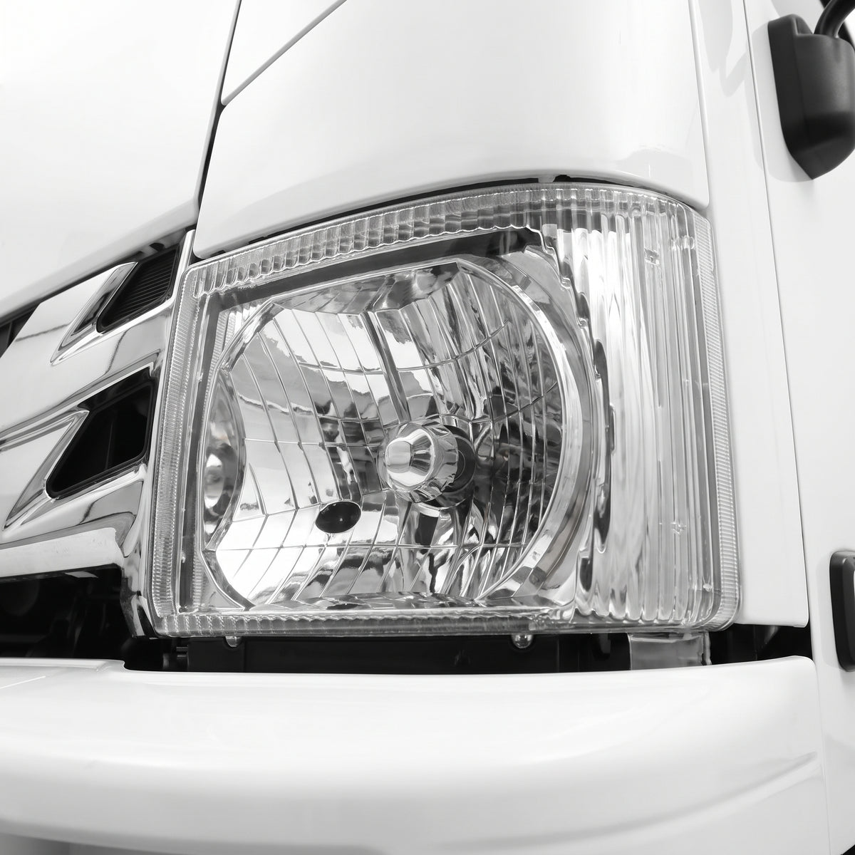 Isuzu N Series NPR / NQR (2007 - 2017) Clear OEM Style Headlights LH + RH installed close-up