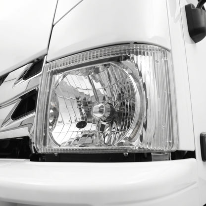 Isuzu N Series NPR / NQR (2007 - 2017) Clear OEM Style Headlights LH + RH installed close-up