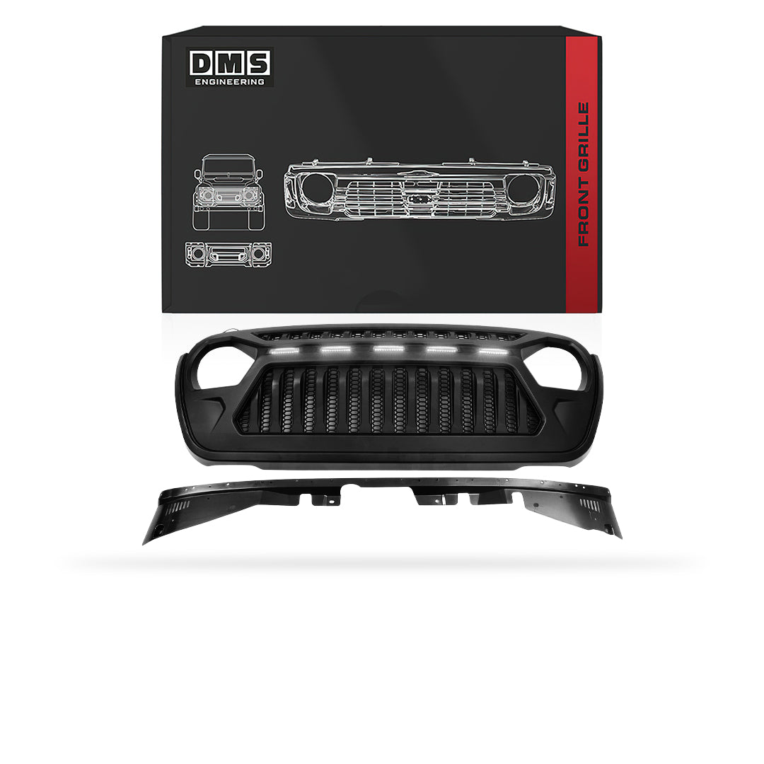 Jeep Wrangler JL (2018 - 2026) Front Matte Black Angry Bird Grille with LED