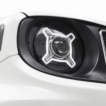 Jeep Renegade BU (2015 - 2018) LED X Shape DRL Dual beam Projector Headlights LH + RH installed close-up