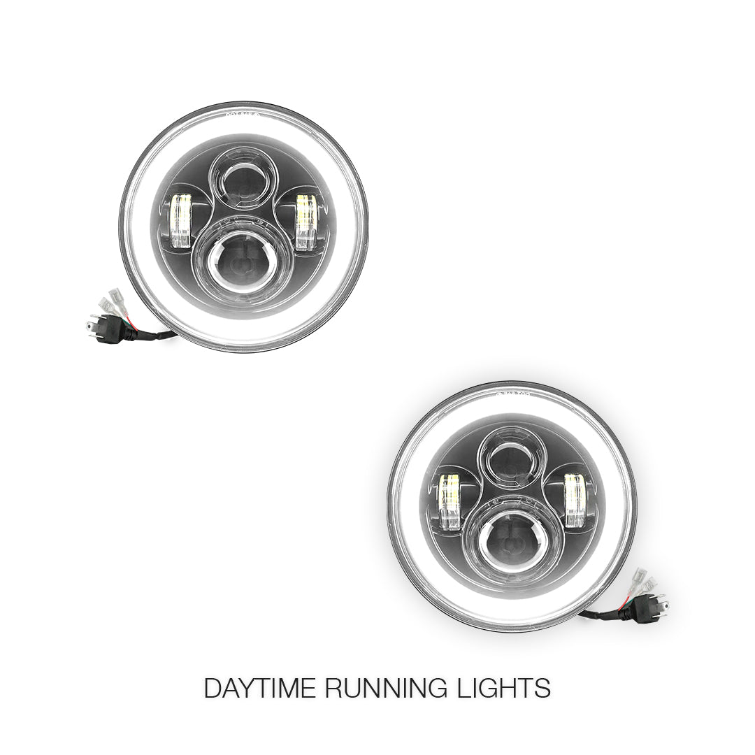 Jeep Wrangler JK 2-Door (2007 - 2018) 7" Round LED Headlights LH + RH