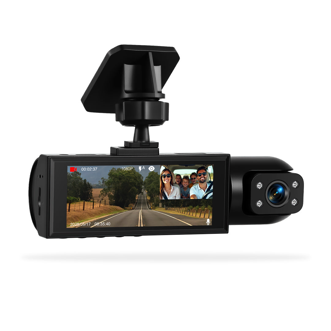 Universal 3.16" Screen Three-Channel Driving Recorder Dashboard Camera