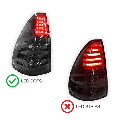 Toyota LandCruiser Prado FJ120 / LC120 Series (2003 - 2009) Smoked Black LED Tail Lights LH + RH