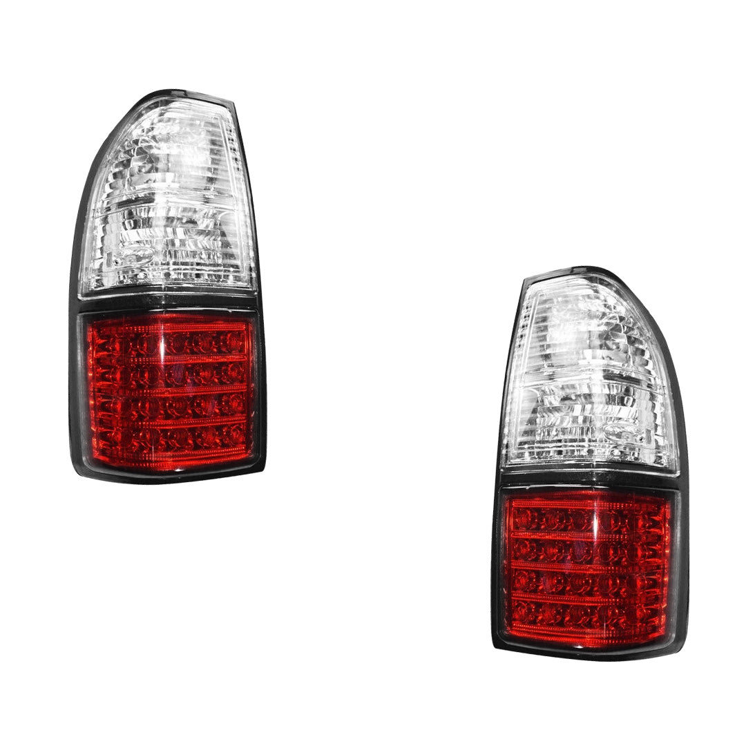 Toyota Prado 90 Series (1999 - 2002) Clear and Red LED Tail Lights LH + RH