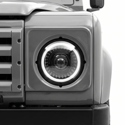 Land Rover Defender 90 L316 (1995 / 1997) 7" Round LED Headlights LH + RH installed