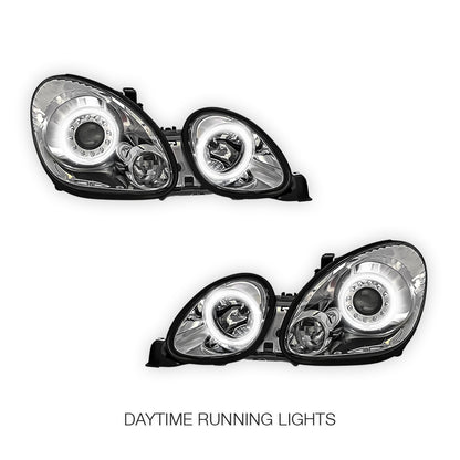 Lexus GS300 JZS160R (1998 - 2005) Crystal Clear CCFL Angel Eyes Projector Headlights LH + RH