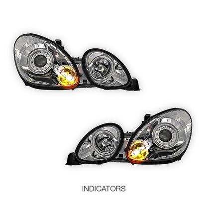 Lexus GS300 JZS160R (1998 - 2005) Crystal Clear CCFL Angel Eyes Projector Headlights LH + RH