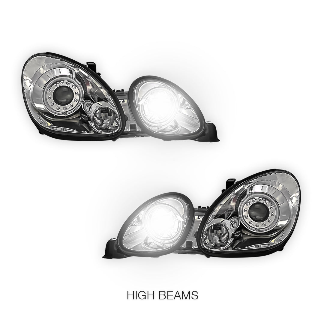 Lexus GS300 JZS160R (1998 - 2005) Crystal Clear CCFL Angel Eyes Projector Headlights LH + RH