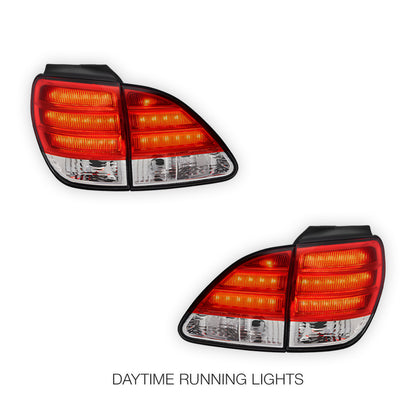 Lexus RX300 XU10 (1999 - 2003) Clear Red LED Tail Lights With Garnish LH + RH