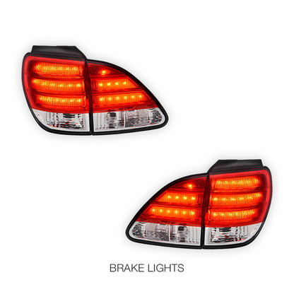 Lexus RX300 XU10 (1999 - 2003) Clear Red LED Tail Lights With Garnish LH + RH