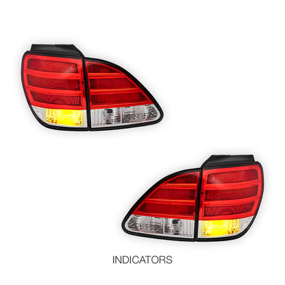 Lexus RX300 XU10 (1999 - 2003) Clear Red LED Tail Lights With Garnish LH + RH