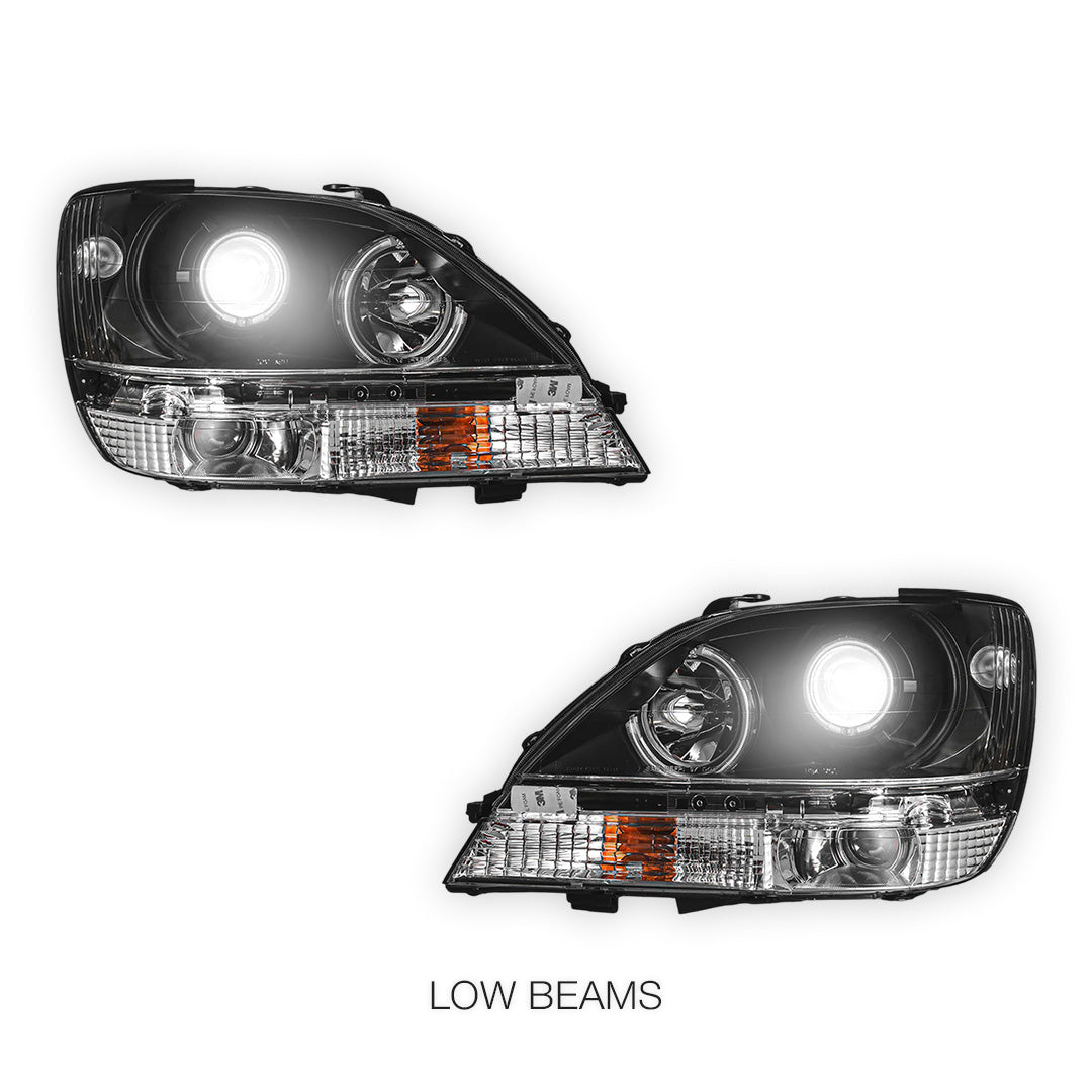 Lexus RX300 / XU10 (1999 - 2003) Black CCFL Angel Eyes Projector Headlights LH + RH