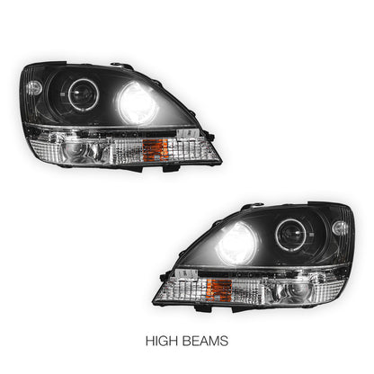 Lexus RX300 / XU10 (1999 - 2003) Black CCFL Angel Eyes Projector Headlights LH + RH