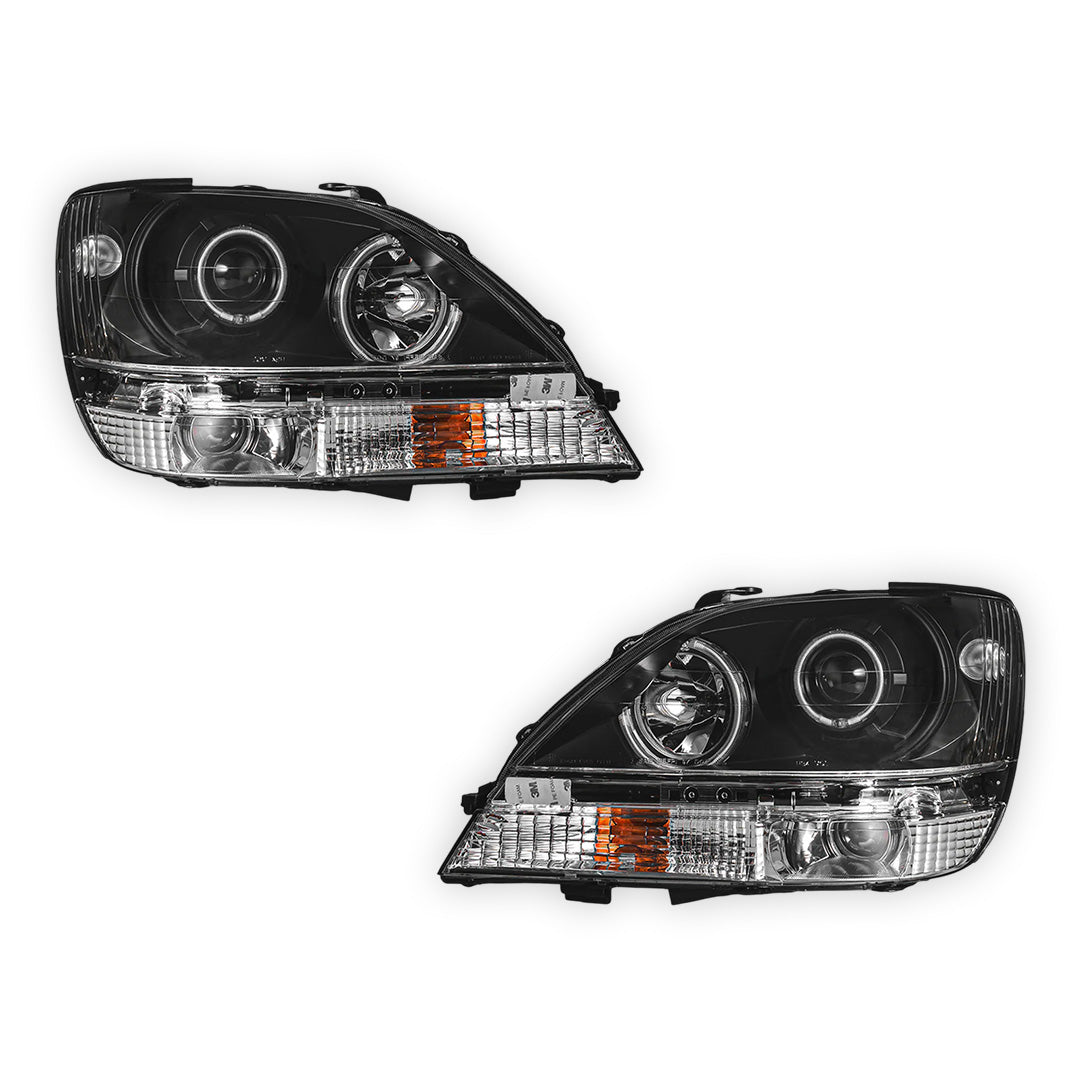 Lexus RX300 / XU10 (1999 - 2003) Black CCFL Angel Eyes Projector Headlights LH + RH