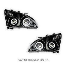 Lexus RX XU30 (2003 - 2008) Black LED DRL & CCFL Angel Eyes Projector Headlights LH + RH