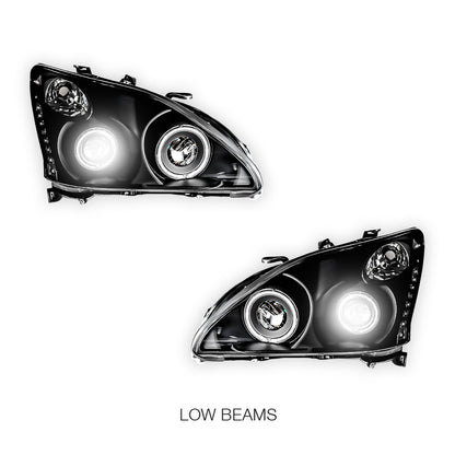 Lexus RX XU30 (2003 - 2008) Black LED DRL & CCFL Angel Eyes Projector Headlights LH + RH