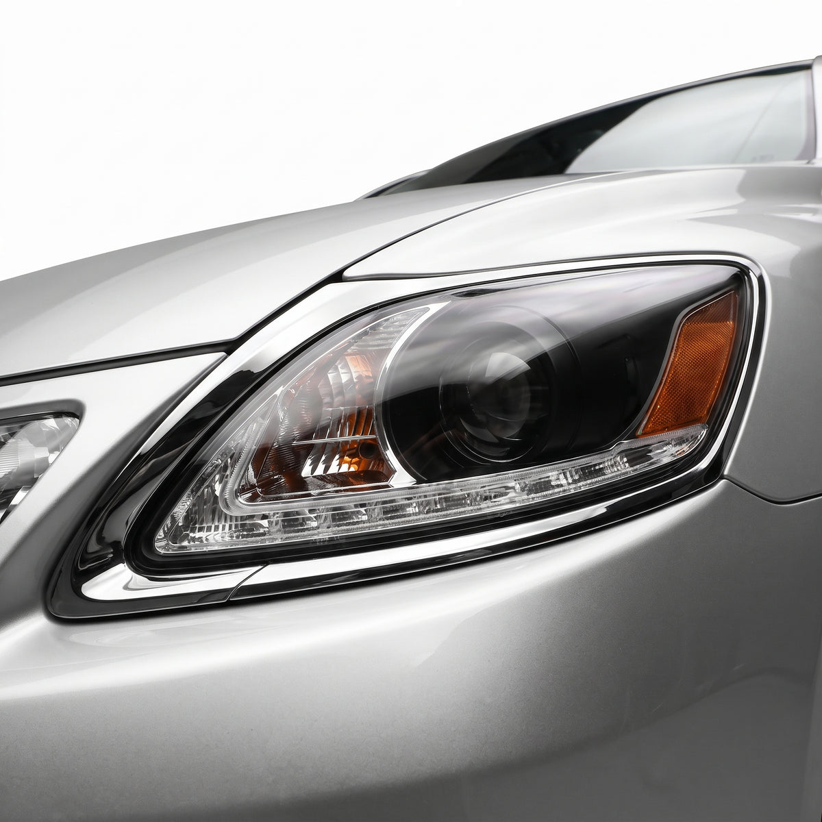 Lexus GS300 S190 (2005- 2010) HID / Xenon Model LED DRL Projector Headlights LH + RH installed close-up