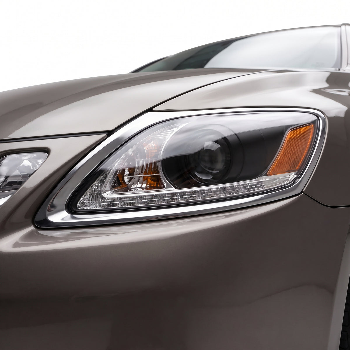 Lexus GS350 S190 (2005- 2010) HID / Xenon Model LED DRL Projector Headlights LH + RH installed close-up