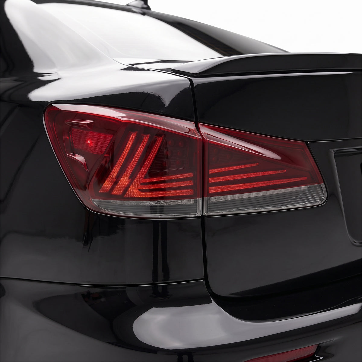 Lexus IS-F USE20 (2008 - 2012) Sequential Red Full LED Tail Lights LH + RH installed close-up