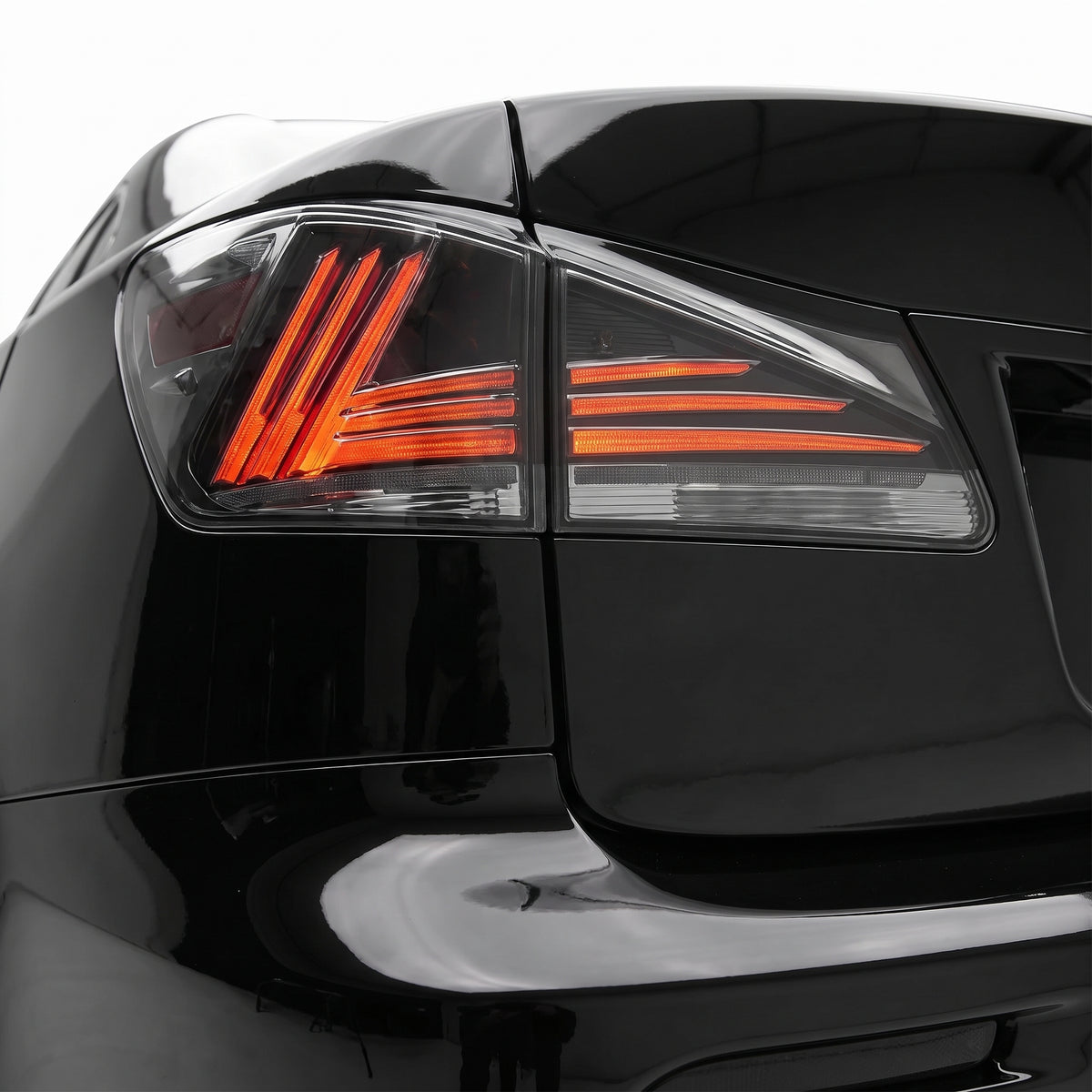 Lexus IS-F USE20 (2008 - 2012) Sequential Smoked Full LED Tail Lights LH + RH installed close-up