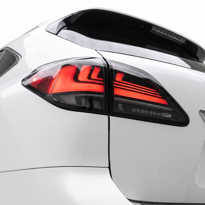 Lexus RX350 GGL15 (2012 - 2014) Sequential Red Smoked LED Tail Lights LH + RH installed close-up
