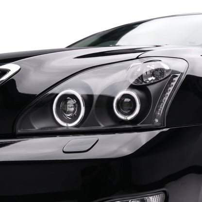 Lexus RX350 GSU30 / MCU35 (2006 - 2008) LED DRL & CCFL-Angel Eyes Projector Headlights LH + RH installed close-up