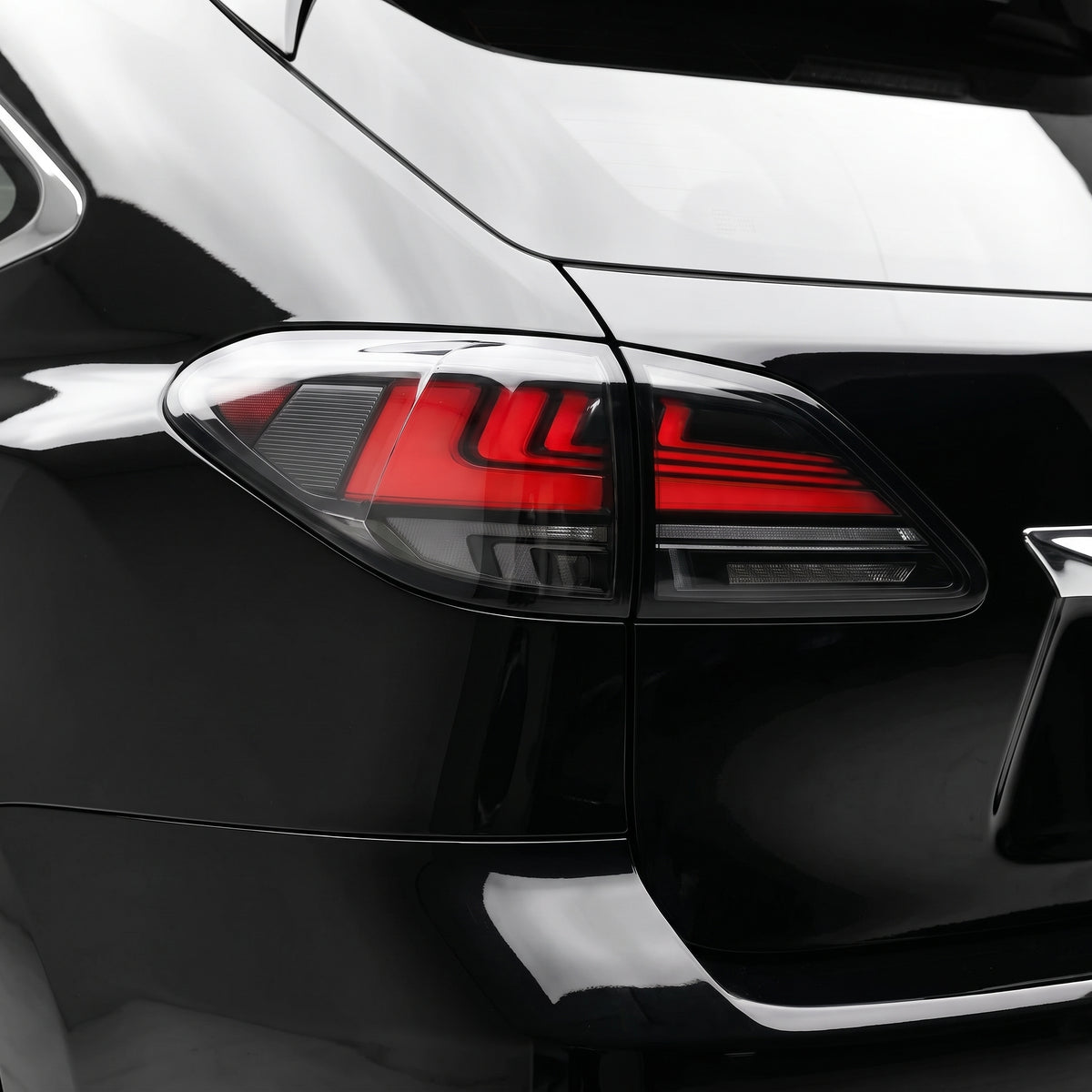 Lexus RX450h GYL15 (2009 - 2014) Sequential Black Smoked LED Tail Lights LH + RH installed close-up
