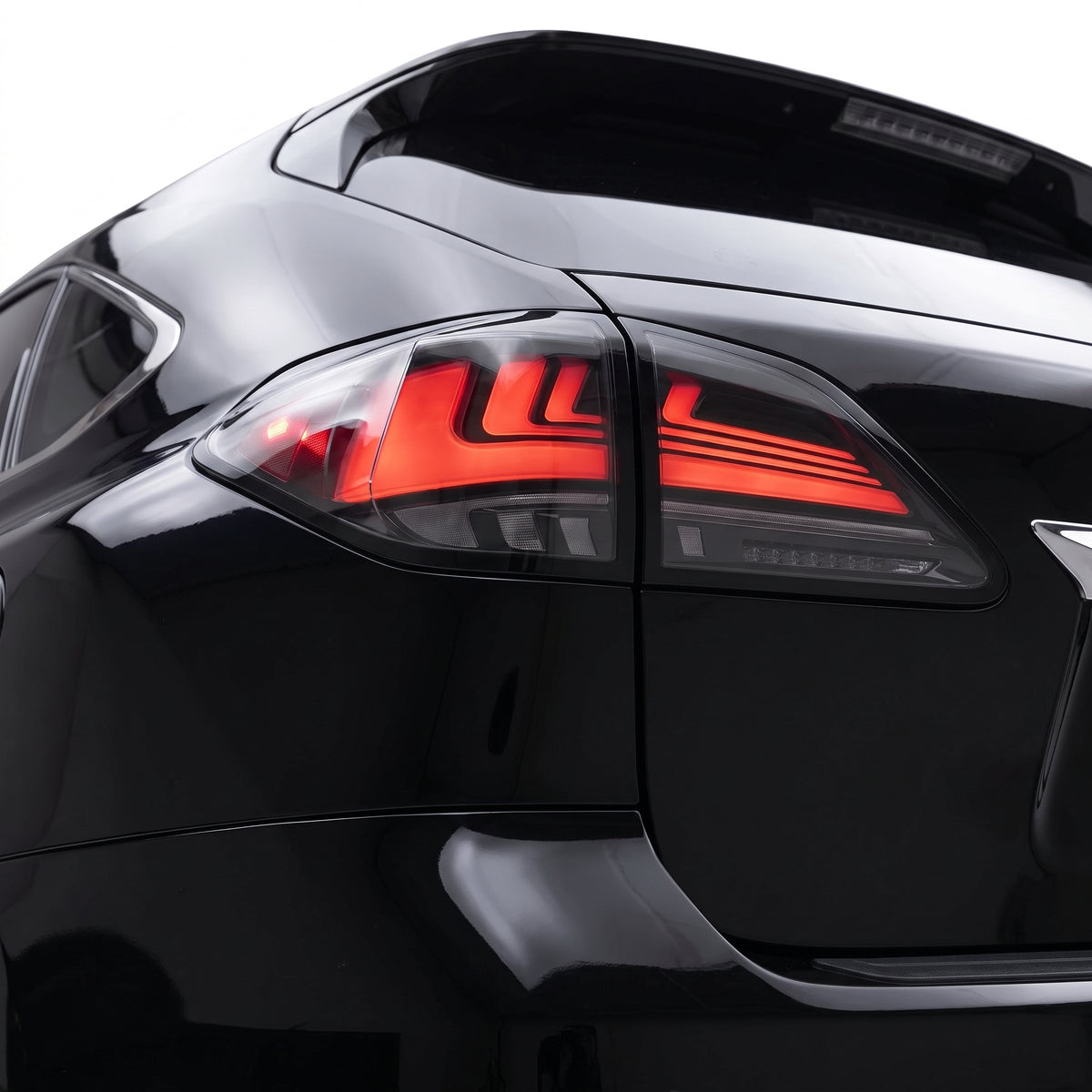 Lexus RX450h GYL15 (2009 - 2014) Sequential Red Smoked LED Tail Lights LH + RH installed close-up