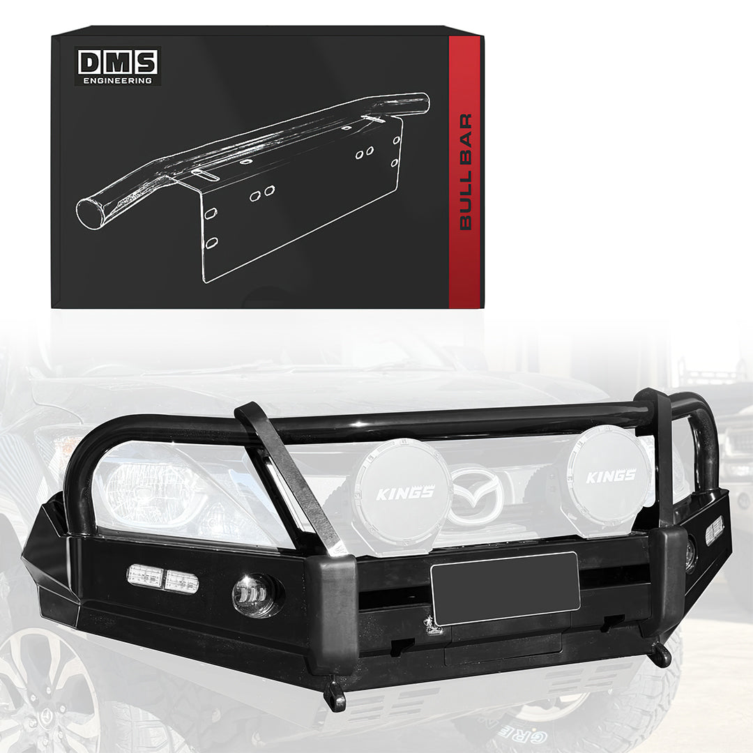 DMS Mazda BT-50 UN / UP / UR (2011 - 2019) Triple Hoop Premium Deluxe Steel Bull Bar + LED Lights ADR Compliant