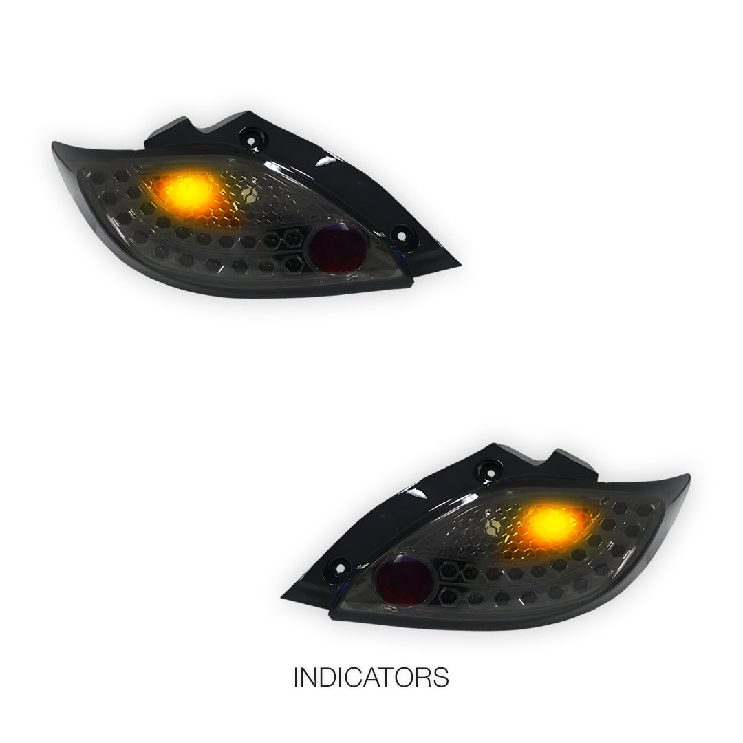 Mazda 2 DE (2007 - 2013) Full Smoked LED Tail Lights LH + RH