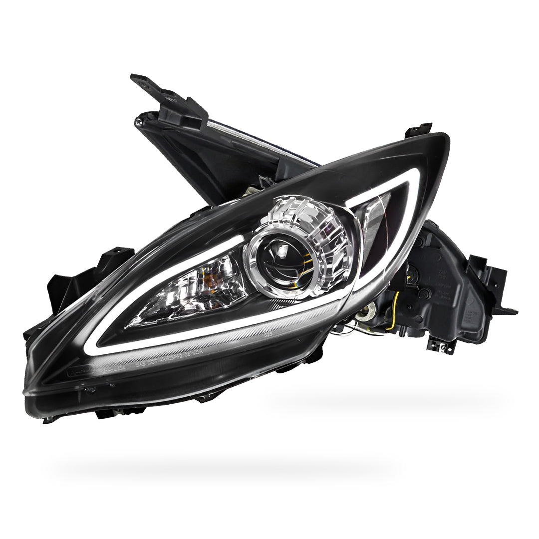 Mazda 3 BL Sedan / Hatch (2009 - 2013) Black LED 3D DRL Style Projector Headlights LH + RH