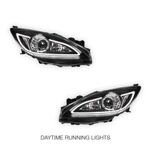 Mazda 3 BL Sedan / Hatch (2009 - 2013) Black LED 3D DRL Style Projector Headlights LH + RH