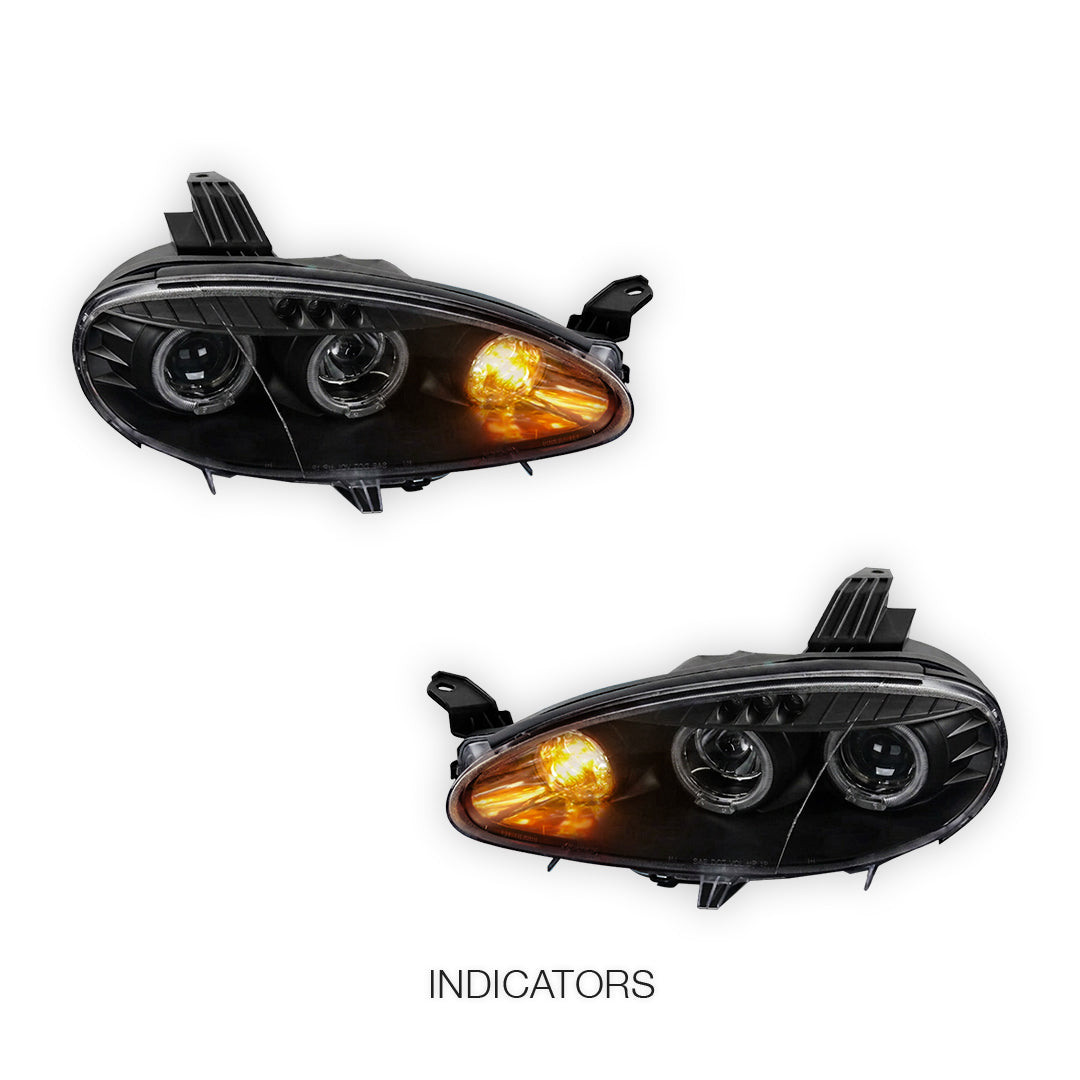 Mazda MX-5 NB (2001 - 2005) Black Angel Eyes Projector Headlights LH + RH