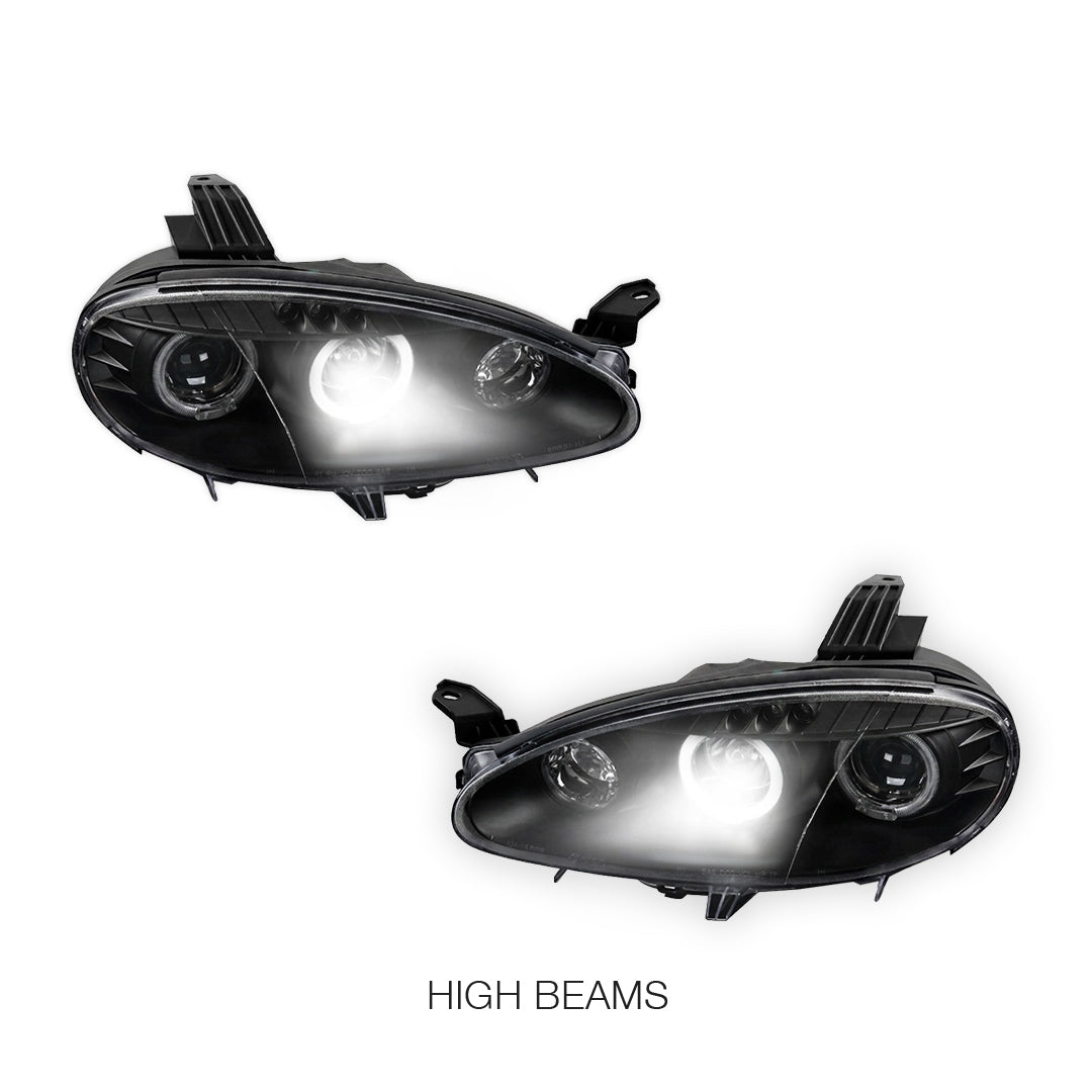 Mazda MX-5 NB (2001 - 2005) Black Angel Eyes Projector Headlights LH + RH