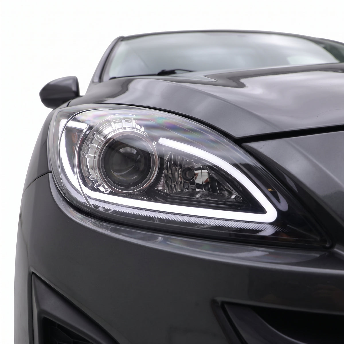 Mazda 3 BL (2009 - 2013) LED 3D DRL Style Projector Headlights LH + RH installed close-up