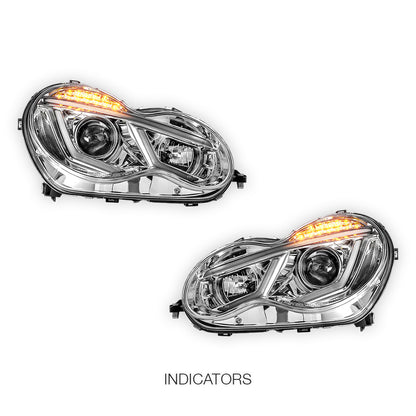 Mercedes-Benz C-Class W203 Sedan / Wagon (2000 - 2007) Projector Headlights LH + RH