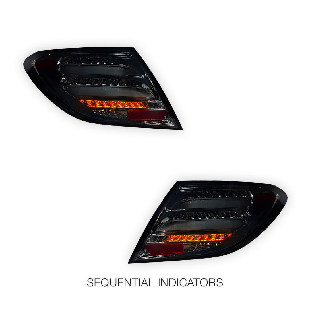 Mercedes-Benz C-Class W204 (2011 - 2014) Sequential Smoked Full LED Tail Lights LH + RH