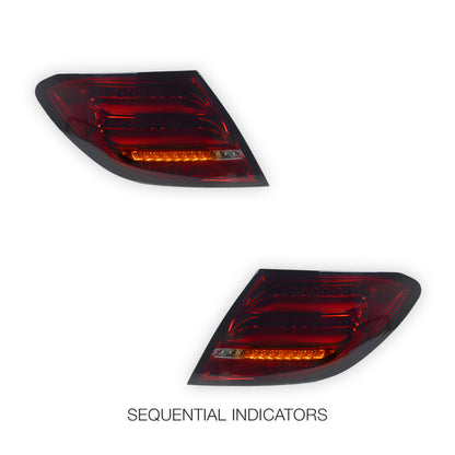 Mercedes-Benz C-Class W204 (2011 - 2014) Sequential Smoked Full LED Tail Lights LH + RH