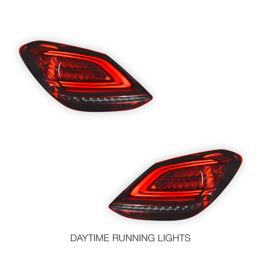 Mercedes-Benz C-Class W205 (2015 - 2021) Clear Red C63-S Facelift Style LED Tail Lights LH + RH