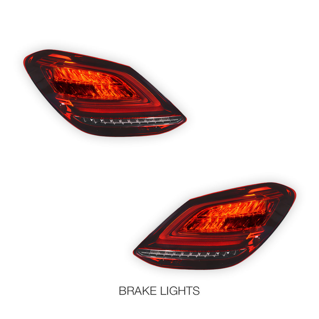 Mercedes-Benz C-Class W205 (2015 - 2021) Clear Red C63-S Facelift Style LED Tail Lights LH + RH
