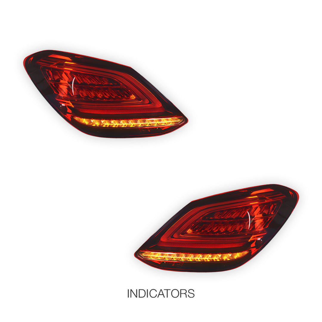 Mercedes-Benz C-Class W205 (2015 - 2021) Clear Red C63-S Facelift Style LED Tail Lights LH + RH