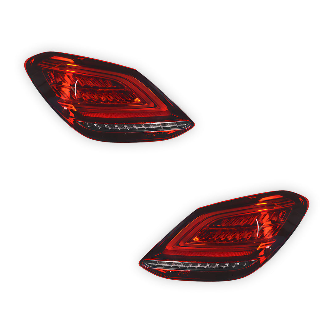 Mercedes-Benz C-Class W205 (2015 - 2021) Clear Red C63-S Facelift Style LED Tail Lights LH + RH