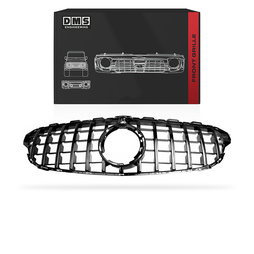 Mercedes-Benz C-Class W205 (2019 - 2021) Chrome Black AMG C63 Panamericana Style Front Bumper Bar Grille