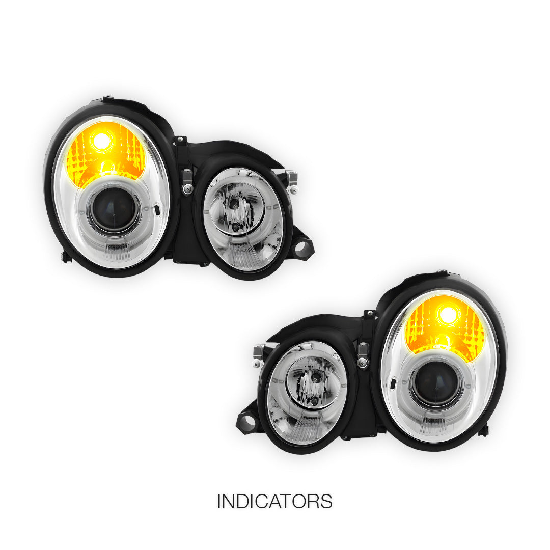 Mercedes-Benz CLK-Class W208 / C208 / A208 (1997 - 2002) CCFL Angel Eyes Projector Headlights LH + RH